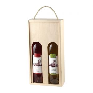Drevenná kazeta na 2 fľaše vína, zatvorená, otvor s klenbou, Promitor Vinorum | regioWine