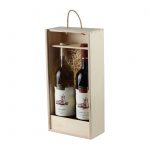 Drevenná kazeta na 2 fľaše vína, otvorená s čelom | Promitor Vinorum