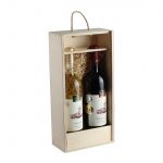 Drevenná kazeta na 2 fľaše vína, otvorená s čelom | Promitor Vinorum