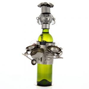 Kovový stojan na víno s motívom Kuchár s riadom, Promitor Vinorum | regioWine