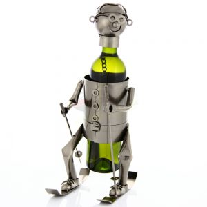 Kovový stojan na víno s motívom Lyžiar, Promitor Vinorum | regioWine