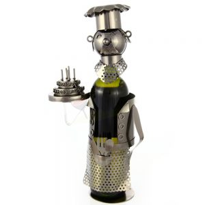 Kovový stojan na víno s motívom Kuchár s tortou, Promitor Vinorum | regioWine