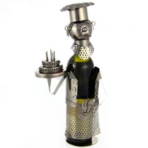 Kovový stojan na víno s motívom Kuchár s tortou, Promitor Vinorum | regioWine