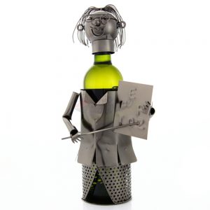 Kovový stojan na víno s motívom Učiteľ s tabuľou, Promitor Vinorum | regioWine