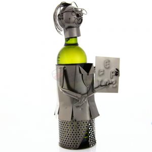 Kovový stojan na víno s motívom Učiteľ s tabuľou, Promitor Vinorum | regioWine